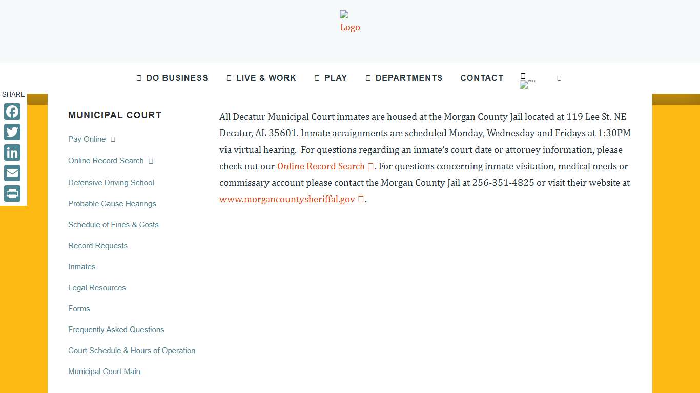 Inmates - City of Decatur, Alabama