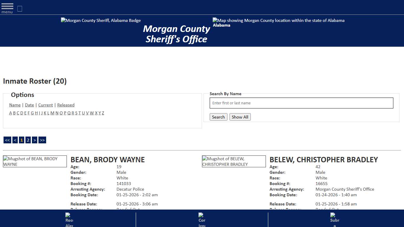 Inmate Roster - Released Inmates - Morgan County Sheriff, Alabama