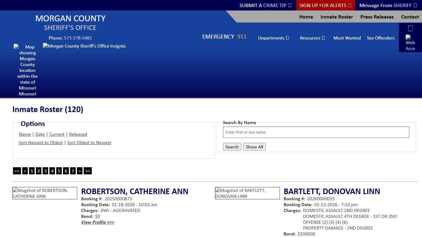 Inmate Roster - Page 2 Current Inmates Booking Date Descending - Morgan County Sheriff MO